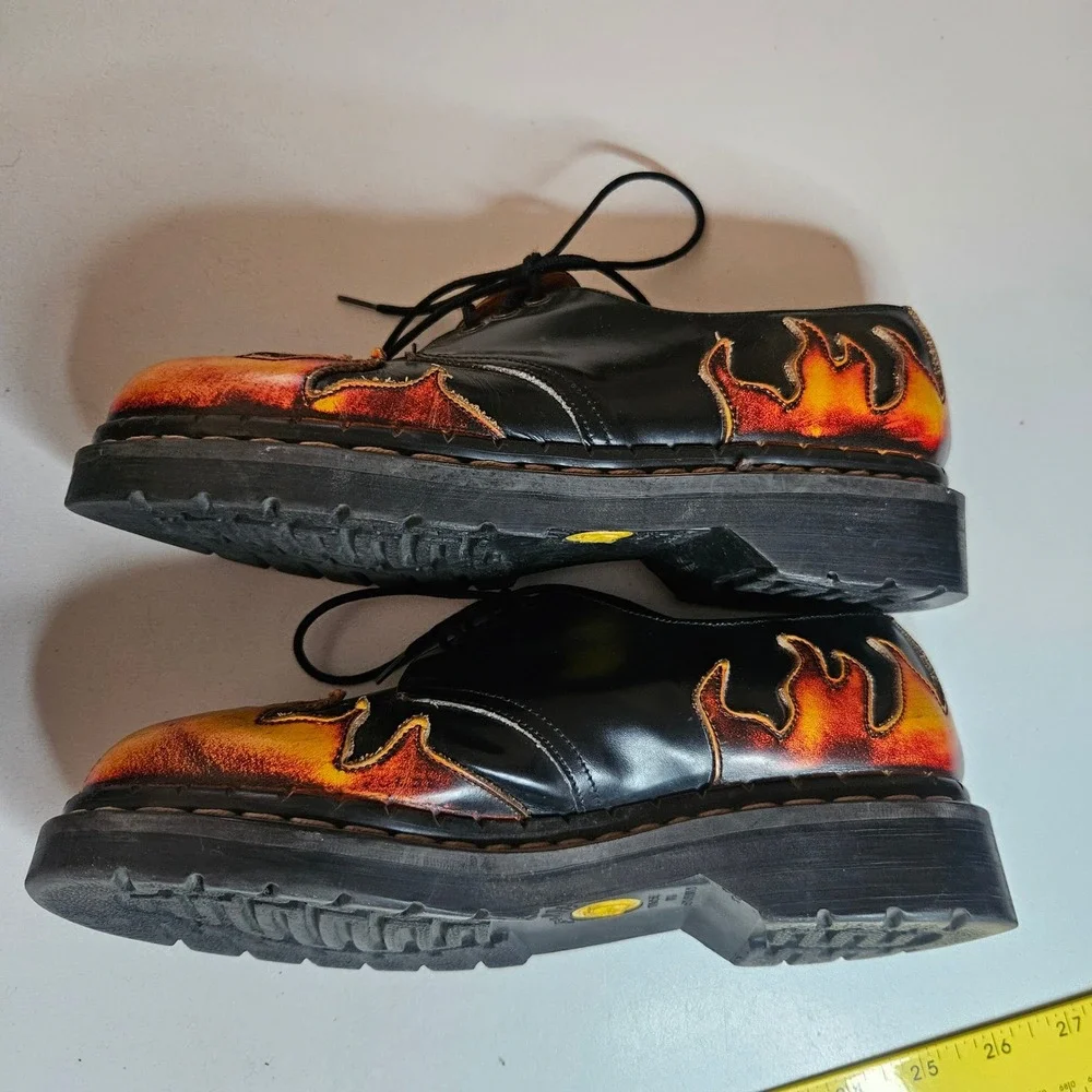 Tredair Made in England Black Leather Flame Oxford Shoes Vintage Size UK 6